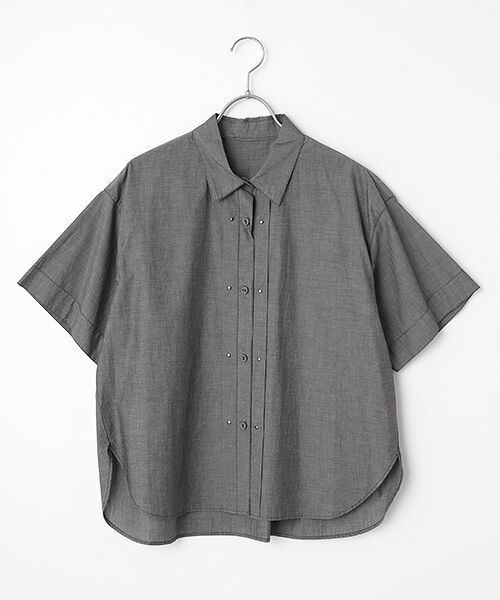 L'EQUIPE / レキップ シャツ・ブラウス | 60コットンシルクローンハーフスリーブシャツ（ブラック）