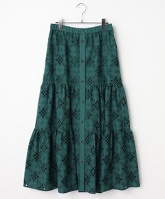 L'EQUIPE / レキップ ロング・マキシ丈スカート | ボーラー刺繍T/Cティアードスカート