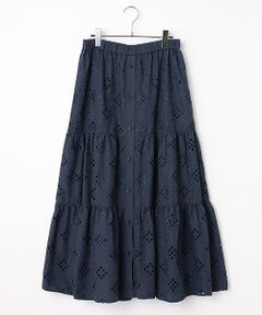 L'EQUIPE / レキップ ロング・マキシ丈スカート | ボーラー刺繍T/Cティアードスカート