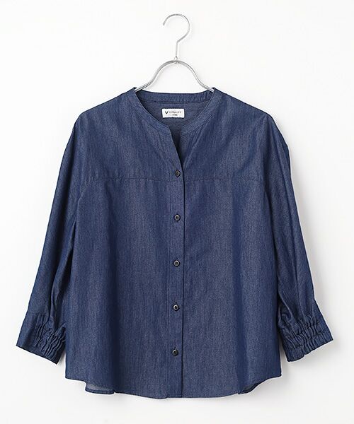 L'EQUIPE / レキップ シャツ・ブラウス | コットンリヨセルダンガリーバレルスリーブシャツ（ライトブルー）