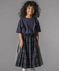 LIBERCORE par BEBE / リベルコア パル ベベ ミニ丈・ひざ丈ワンピース | 天竺ｘチェックスカートドッキングワンピース親子お揃い(110~140cm)