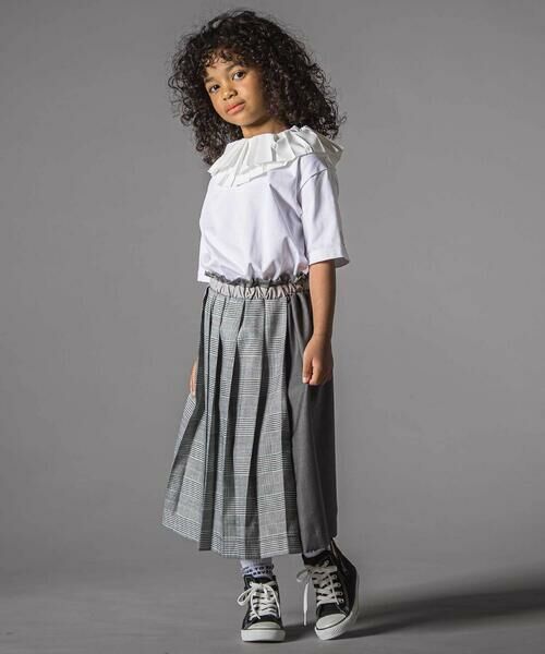 LIBERCORE par BEBE / リベルコア パル ベベ ミニ丈・ひざ丈ワンピース | 天竺ｘチェックスカートドッキングワンピース親子お揃い(110~140cm) | 詳細1