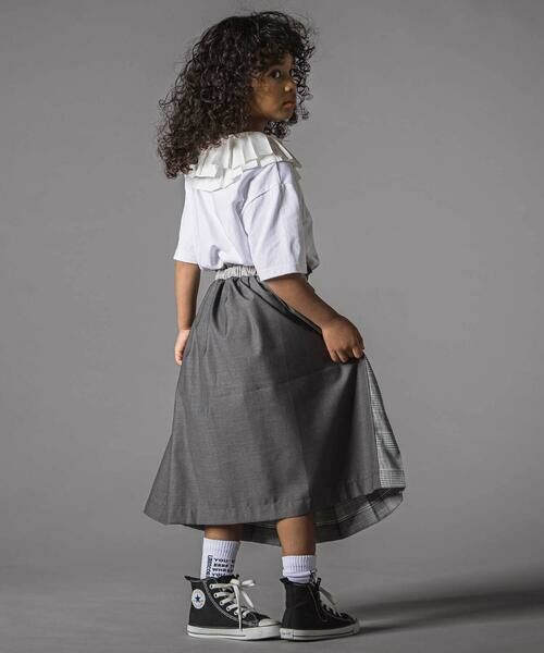 LIBERCORE par BEBE / リベルコア パル ベベ ミニ丈・ひざ丈ワンピース | 天竺ｘチェックスカートドッキングワンピース親子お揃い(110~140cm) | 詳細2