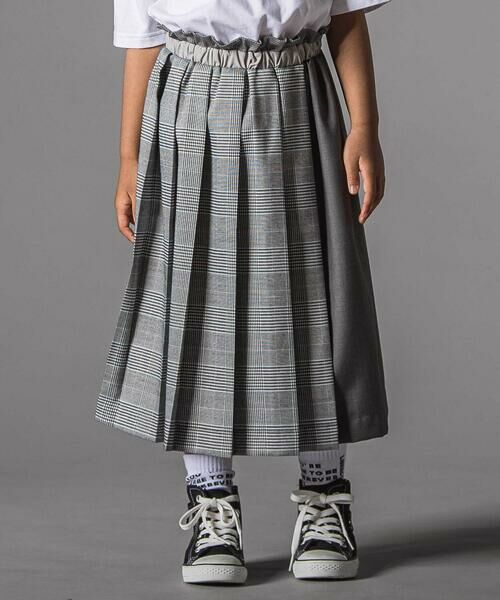 LIBERCORE par BEBE / リベルコア パル ベベ ミニ丈・ひざ丈ワンピース | 天竺ｘチェックスカートドッキングワンピース親子お揃い(110~140cm) | 詳細3