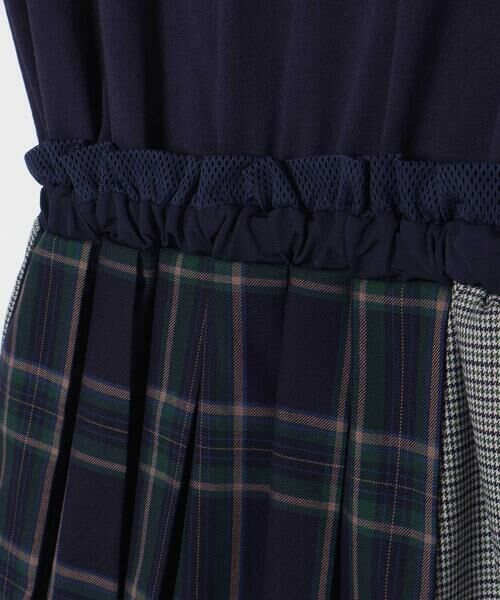 LIBERCORE par BEBE / リベルコア パル ベベ ミニ丈・ひざ丈ワンピース | 天竺ｘチェックスカートドッキングワンピース親子お揃い(110~140cm) | 詳細19