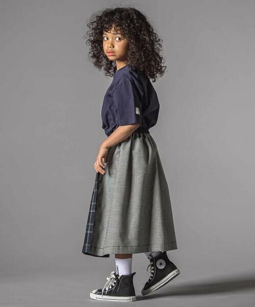 LIBERCORE par BEBE / リベルコア パル ベベ ミニ丈・ひざ丈ワンピース | 天竺ｘチェックスカートドッキングワンピース親子お揃い(110~140cm) | 詳細15