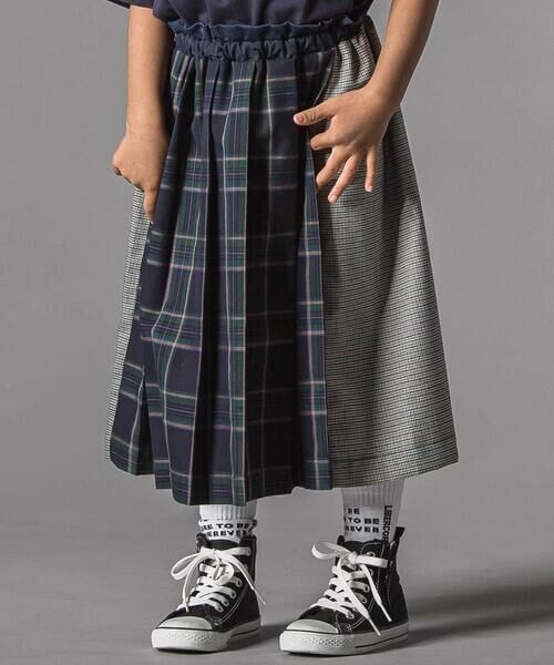 LIBERCORE par BEBE / リベルコア パル ベベ ミニ丈・ひざ丈ワンピース | 天竺ｘチェックスカートドッキングワンピース親子お揃い(110~140cm) | 詳細16