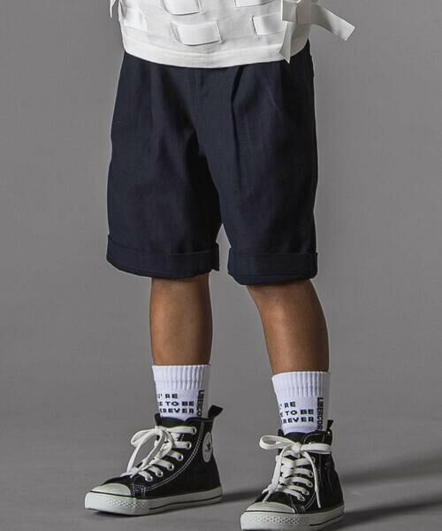 LIBERCORE par BEBE / リベルコア パル ベベ ショート・ハーフ・半端丈パンツ | バックサテングルカショーツ親子お揃い(110~140cm)（ネイビー）