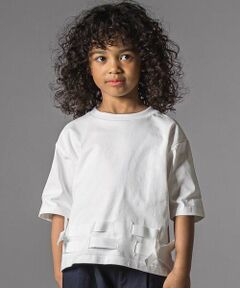 LIBERCORE par BEBE / リベルコア パル ベベ Tシャツ | 裾リボンベルト天竺半袖Tシャツ親子お揃い(110~140cm)