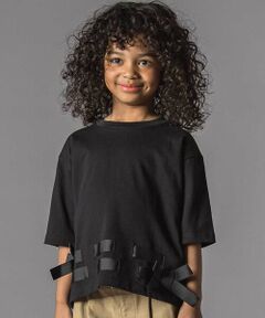 LIBERCORE par BEBE / リベルコア パル ベベ Tシャツ | 裾リボンベルト天竺半袖Tシャツ親子お揃い(110~140cm)