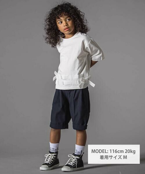 LIBERCORE par BEBE / リベルコア パル ベベ Tシャツ | 裾リボンベルト天竺半袖Tシャツ親子お揃い(110~140cm) | 詳細1