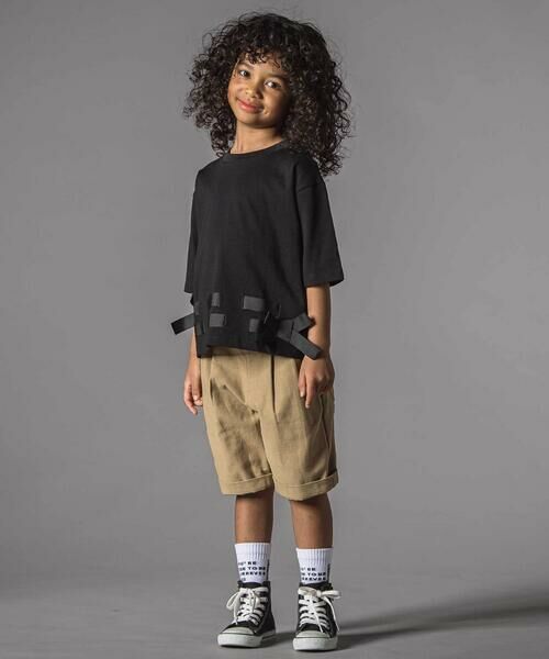 LIBERCORE par BEBE / リベルコア パル ベベ Tシャツ | 裾リボンベルト天竺半袖Tシャツ親子お揃い(110~140cm) | 詳細12