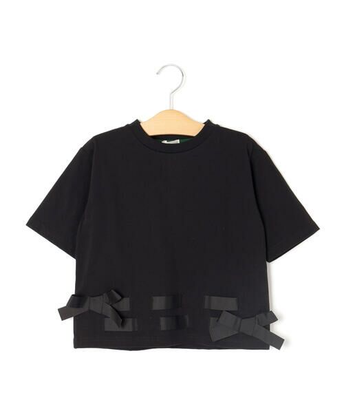 LIBERCORE par BEBE / リベルコア パル ベベ Tシャツ | 裾リボンベルト天竺半袖Tシャツ親子お揃い(110~140cm) | 詳細16