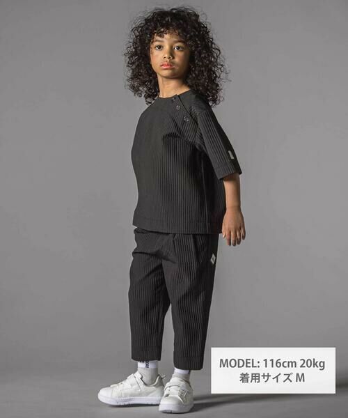 LIBERCORE par BEBE / リベルコア パル ベベ シャツ・ブラウス | ドビーストライプ肩ボタン半袖シャツ親子お揃い(110~140cm) | 詳細1