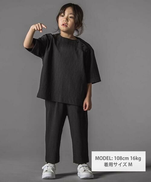 LIBERCORE par BEBE / リベルコア パル ベベ シャツ・ブラウス | ドビーストライプ肩ボタン半袖シャツ親子お揃い(110~140cm) | 詳細3