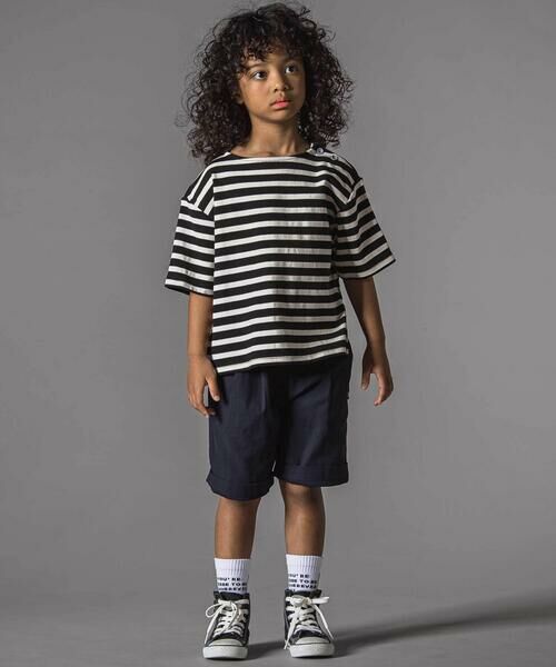 LIBERCORE par BEBE / リベルコア パル ベベ Tシャツ | ミラノリブボーダー半袖ワイドバスクTシャツ親子お揃い(110~140cm) | 詳細2