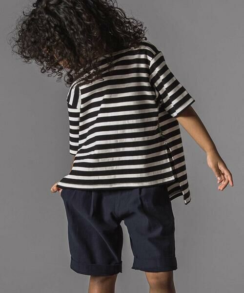 LIBERCORE par BEBE / リベルコア パル ベベ Tシャツ | ミラノリブボーダー半袖ワイドバスクTシャツ親子お揃い(110~140cm) | 詳細3