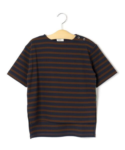 LIBERCORE par BEBE / リベルコア パル ベベ Tシャツ | ミラノリブボーダー半袖ワイドバスクTシャツ親子お揃い(110~140cm) | 詳細8