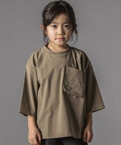 LIBERCORE par BEBE / リベルコア パル ベベ Tシャツ | ナイロンカノコBIGロゴポケット半袖ワイドTシャツ親子お揃い(110~140cm)