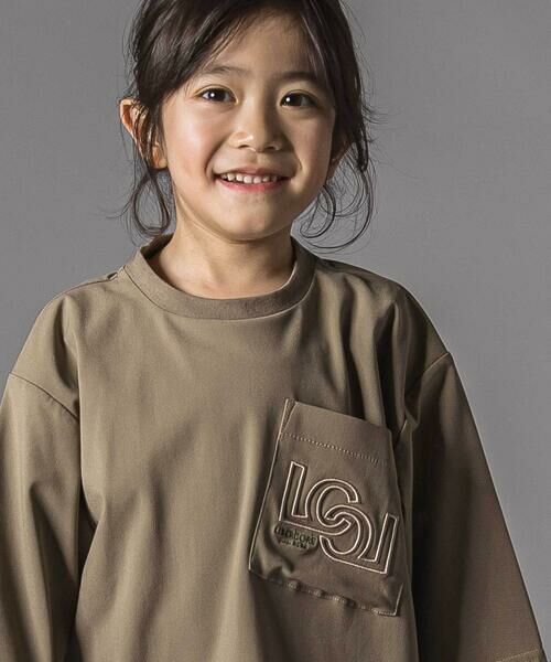 LIBERCORE par BEBE / リベルコア パル ベベ Tシャツ | ナイロンカノコBIGロゴポケット半袖ワイドTシャツ親子お揃い(110~140cm) | 詳細3