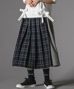 LIBERCORE par BEBE / リベルコア パル ベベ ロング・マキシ丈スカート | 天竺ｘチェックドッキングスカート大人親子お揃い(140~160cm)