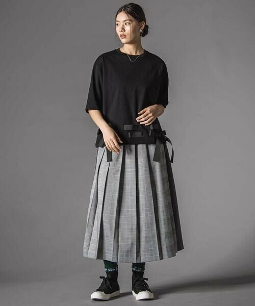 LIBERCORE par BEBE / リベルコア パル ベベ ロング・マキシ丈スカート | 天竺ｘチェックドッキングスカート大人親子お揃い(140~160cm) | 詳細12