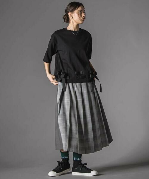 LIBERCORE par BEBE / リベルコア パル ベベ ロング・マキシ丈スカート | 天竺ｘチェックドッキングスカート大人親子お揃い(140~160cm) | 詳細13