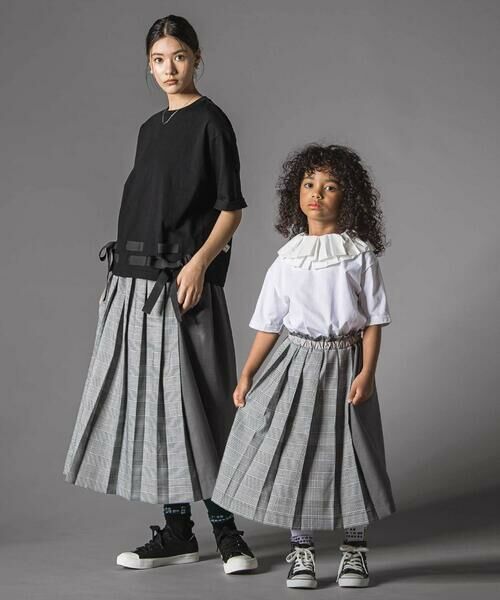 LIBERCORE par BEBE / リベルコア パル ベベ ロング・マキシ丈スカート | 天竺ｘチェックドッキングスカート大人親子お揃い(140~160cm) | 詳細14