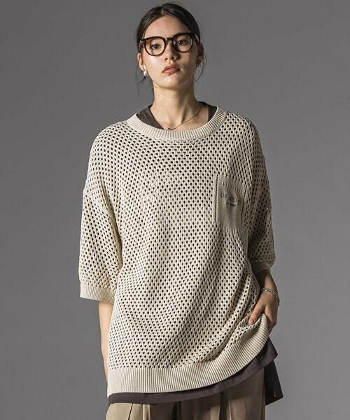 LIBERCORE par BEBE / リベルコア パル ベベ ニット・セーター | メッシュ編みサマーニットプルオーバー大人親子お揃い(140~175cm) | 詳細4