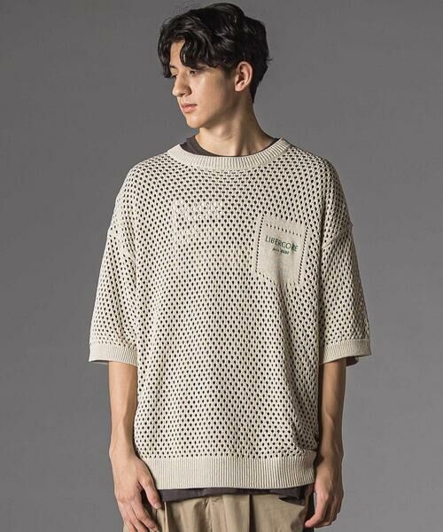 LIBERCORE par BEBE / リベルコア パル ベベ ニット・セーター | メッシュ編みサマーニットプルオーバー大人親子お揃い(140~175cm)（ベージュ）