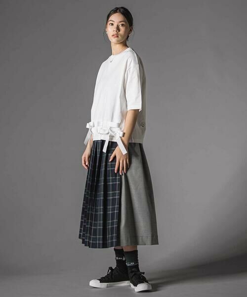 LIBERCORE par BEBE / リベルコア パル ベベ Tシャツ | 裾リボン付き天竺半袖Tシャツ大人親子お揃い(140~160cm) | 詳細1