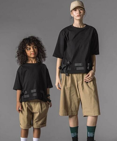 LIBERCORE par BEBE / リベルコア パル ベベ Tシャツ | 裾リボン付き天竺半袖Tシャツ大人親子お揃い(140~160cm) | 詳細7