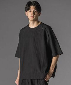 LIBERCORE par BEBE / リベルコア パル ベベ シャツ・ブラウス | ドビーストライプ肩ボタン半袖シャツ大人親子お揃い(140~175cm)