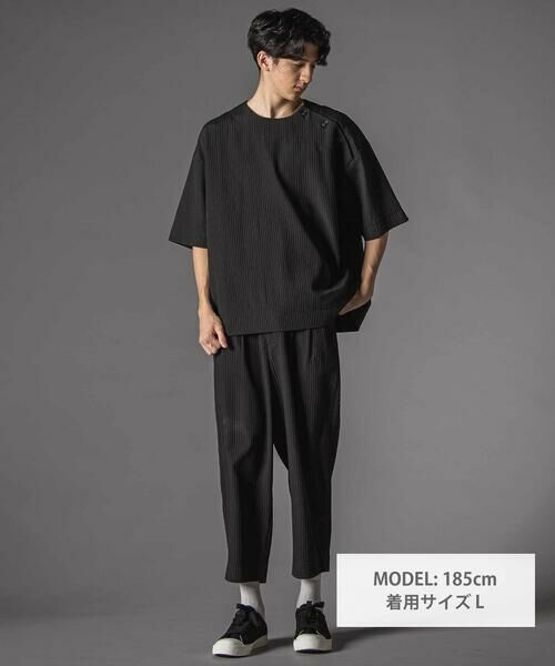 LIBERCORE par BEBE / リベルコア パル ベベ シャツ・ブラウス | ドビーストライプ肩ボタン半袖シャツ大人親子お揃い(140~175cm) | 詳細1