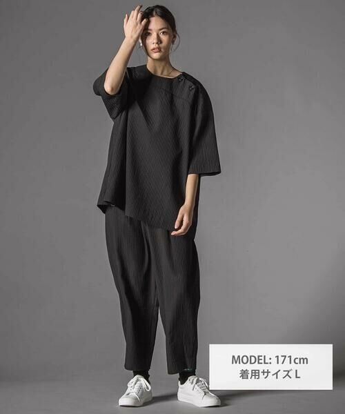 LIBERCORE par BEBE / リベルコア パル ベベ シャツ・ブラウス | ドビーストライプ肩ボタン半袖シャツ大人親子お揃い(140~175cm) | 詳細3