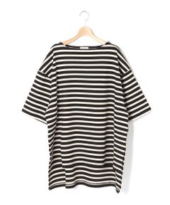 LIBERCORE par BEBE / リベルコア パル ベベ Tシャツ | ミラノリブボーダー半袖ワイドバスクTシャツ大人親子お揃い(140~175cm)