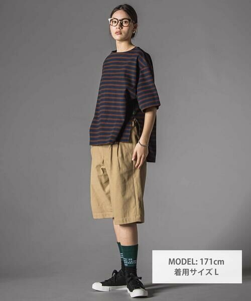 LIBERCORE par BEBE / リベルコア パル ベベ Tシャツ | ミラノリブボーダー半袖ワイドバスクTシャツ大人親子お揃い(140~175cm) | 詳細9