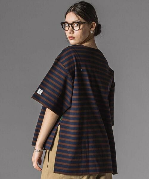 LIBERCORE par BEBE / リベルコア パル ベベ Tシャツ | ミラノリブボーダー半袖ワイドバスクTシャツ大人親子お揃い(140~175cm) | 詳細10