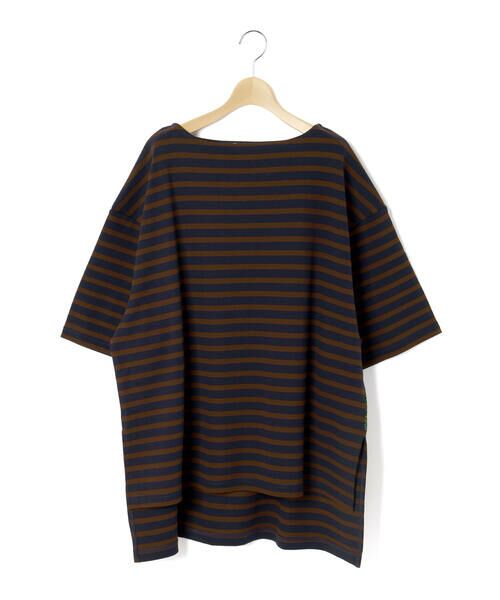 LIBERCORE par BEBE / リベルコア パル ベベ Tシャツ | ミラノリブボーダー半袖ワイドバスクTシャツ大人親子お揃い(140~175cm) | 詳細12