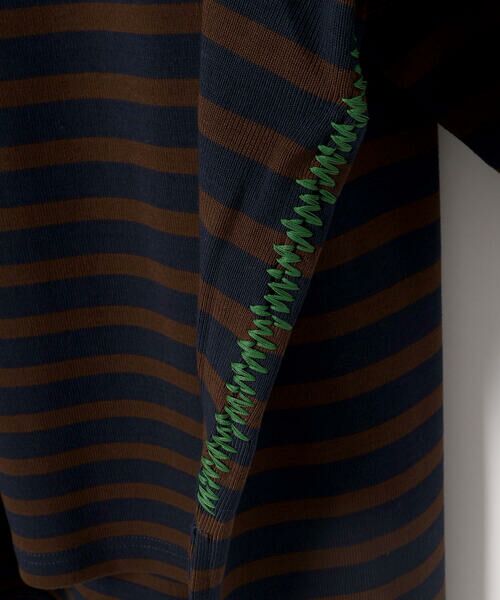 LIBERCORE par BEBE / リベルコア パル ベベ Tシャツ | ミラノリブボーダー半袖ワイドバスクTシャツ大人親子お揃い(140~175cm) | 詳細14