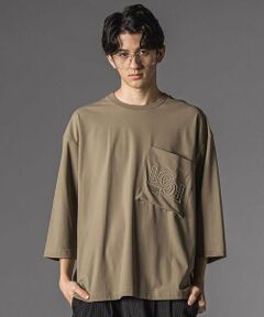 LIBERCORE par BEBE / リベルコア パル ベベ Tシャツ | ナイロンカノコBIGロゴポケット半袖ワイドTシャツ大人親子お揃い(140~175cm)