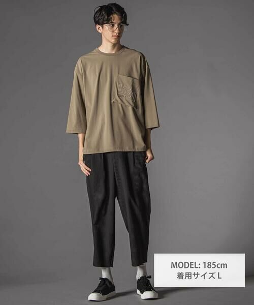 LIBERCORE par BEBE / リベルコア パル ベベ Tシャツ | ナイロンカノコBIGロゴポケット半袖ワイドTシャツ大人親子お揃い(140~175cm) | 詳細1