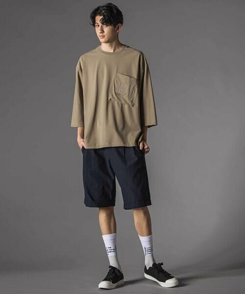 LIBERCORE par BEBE / リベルコア パル ベベ Tシャツ | ナイロンカノコBIGロゴポケット半袖ワイドTシャツ大人親子お揃い(140~175cm) | 詳細2