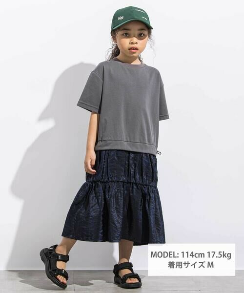 LIBERCORE par BEBE / リベルコア パル ベベ ミニ丈・ひざ丈ワンピース | ポンチ+メタリックボイルスカートドッキング半袖ワンピース親子お揃い(110~140cm) | 詳細11
