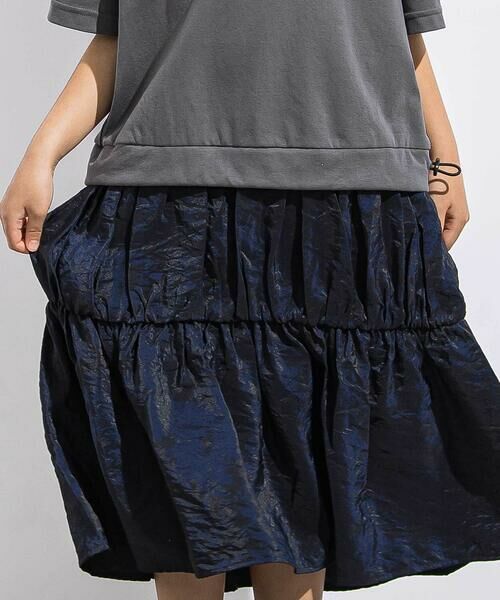 LIBERCORE par BEBE / リベルコア パル ベベ ミニ丈・ひざ丈ワンピース | ポンチ+メタリックボイルスカートドッキング半袖ワンピース親子お揃い(110~140cm) | 詳細17