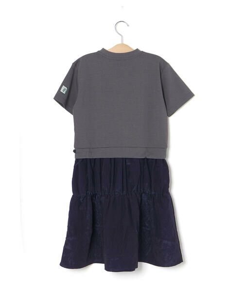 LIBERCORE par BEBE / リベルコア パル ベベ ミニ丈・ひざ丈ワンピース | ポンチ+メタリックボイルスカートドッキング半袖ワンピース親子お揃い(110~140cm) | 詳細19