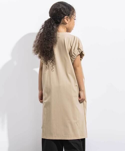 LIBERCORE par BEBE / リベルコア パル ベベ ミニ丈・ひざ丈ワンピース | ワッシャーフリルスムース袖ギャザーワンピース親子お揃い(110~140cm) | 詳細12