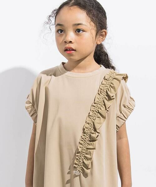 LIBERCORE par BEBE / リベルコア パル ベベ ミニ丈・ひざ丈ワンピース | ワッシャーフリルスムース袖ギャザーワンピース親子お揃い(110~140cm) | 詳細13