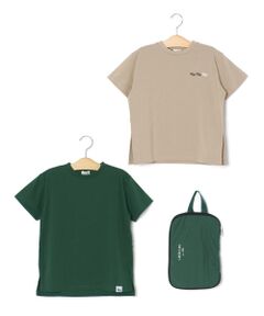 LIBERCORE par BEBE / リベルコア パル ベベ Tシャツ | 【トラベルポーチ付き】天竺スリット入りTシャツ2枚セット親子お揃い(110~140cm)