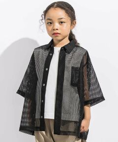 LIBERCORE par BEBE / リベルコア パル ベベ シャツ・ブラウス | ラッセルメッシュ半袖オーバーシャツ親子お揃い(110~140cm)